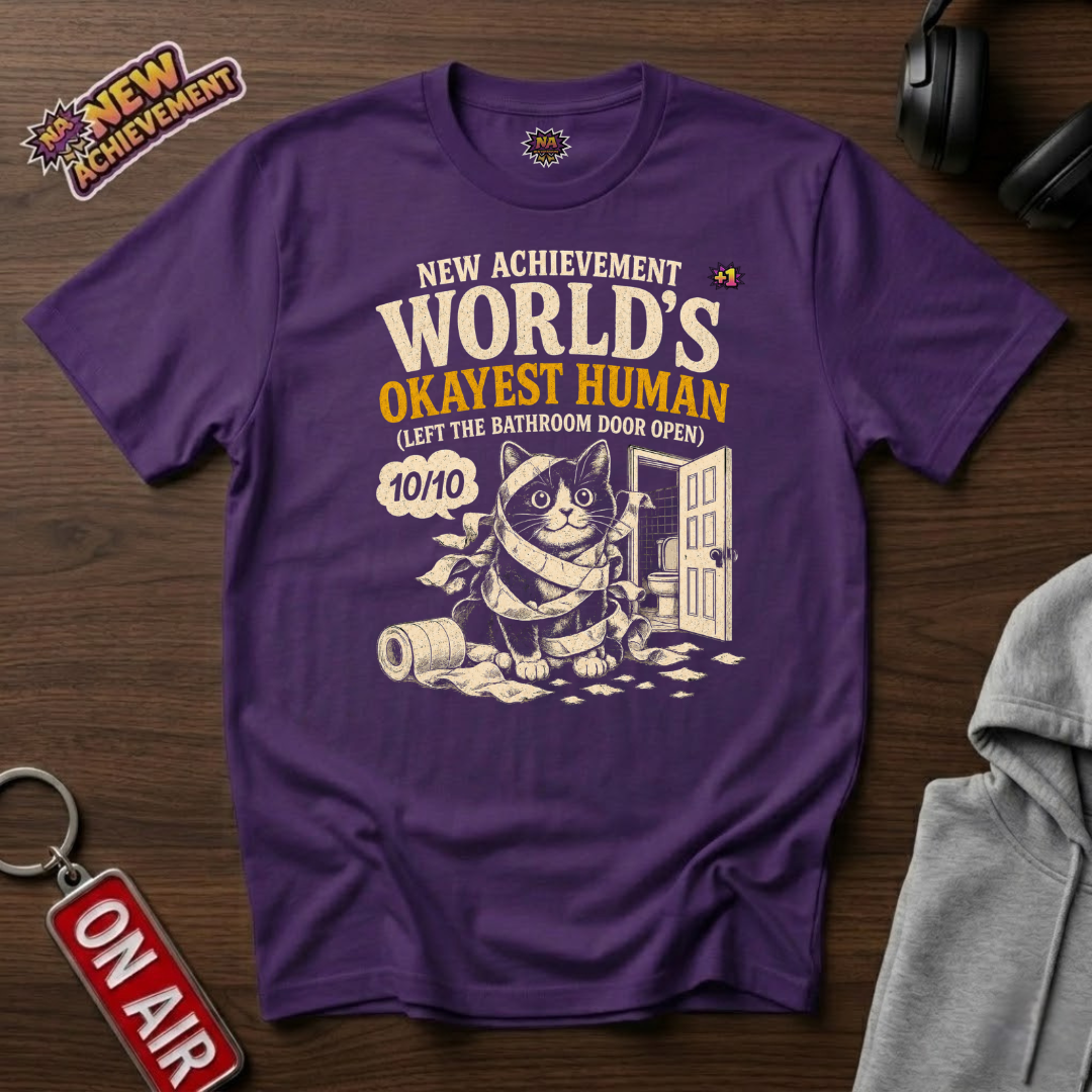 World's Okayest Human Bathroom Door T-Shirt