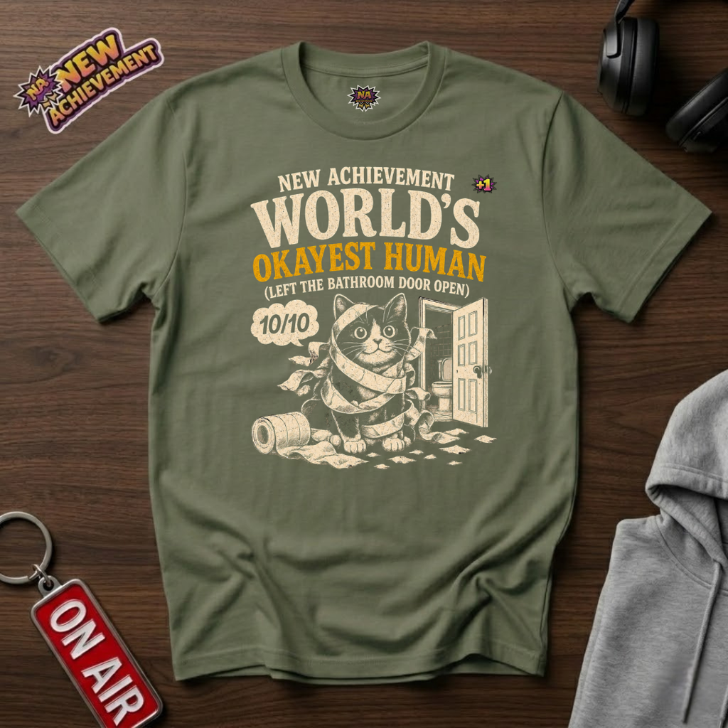 World's Okayest Human Bathroom Door T-Shirt