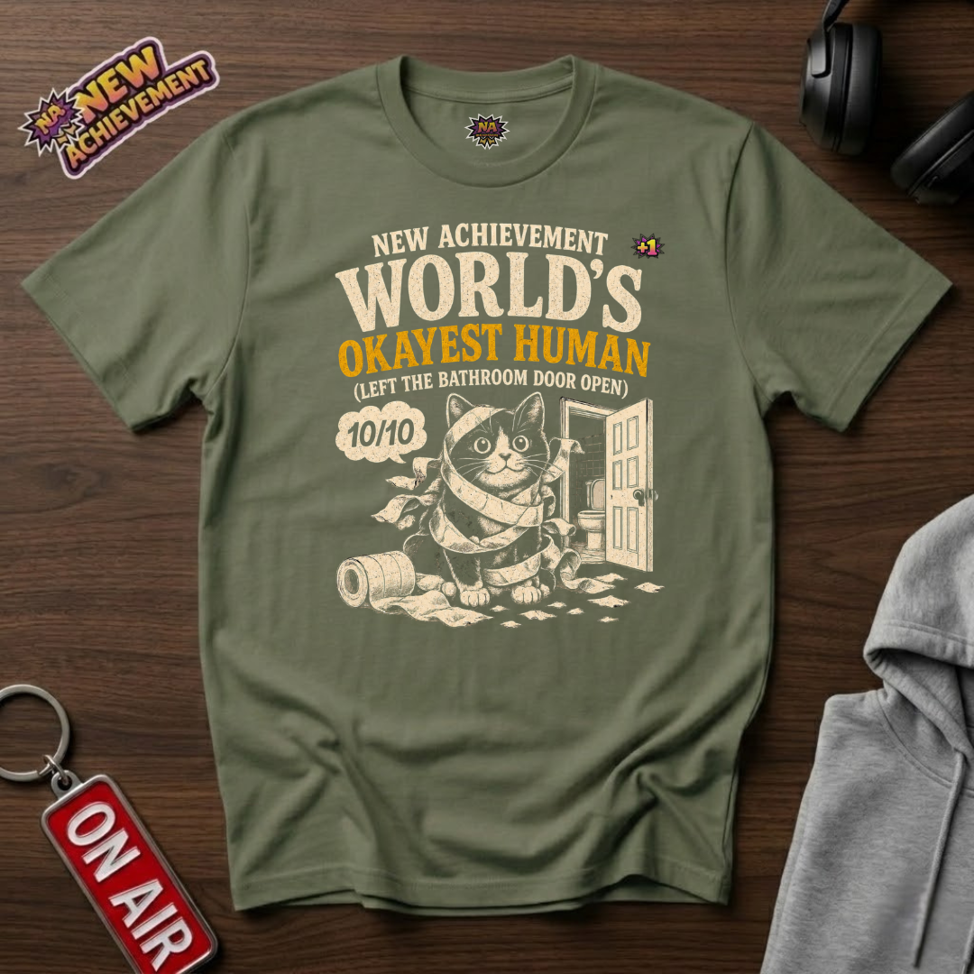 World's Okayest Human Bathroom Door T-Shirt