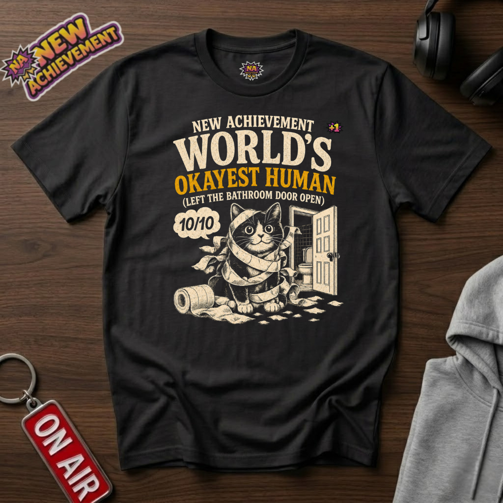 World's Okayest Human Bathroom Door T-Shirt