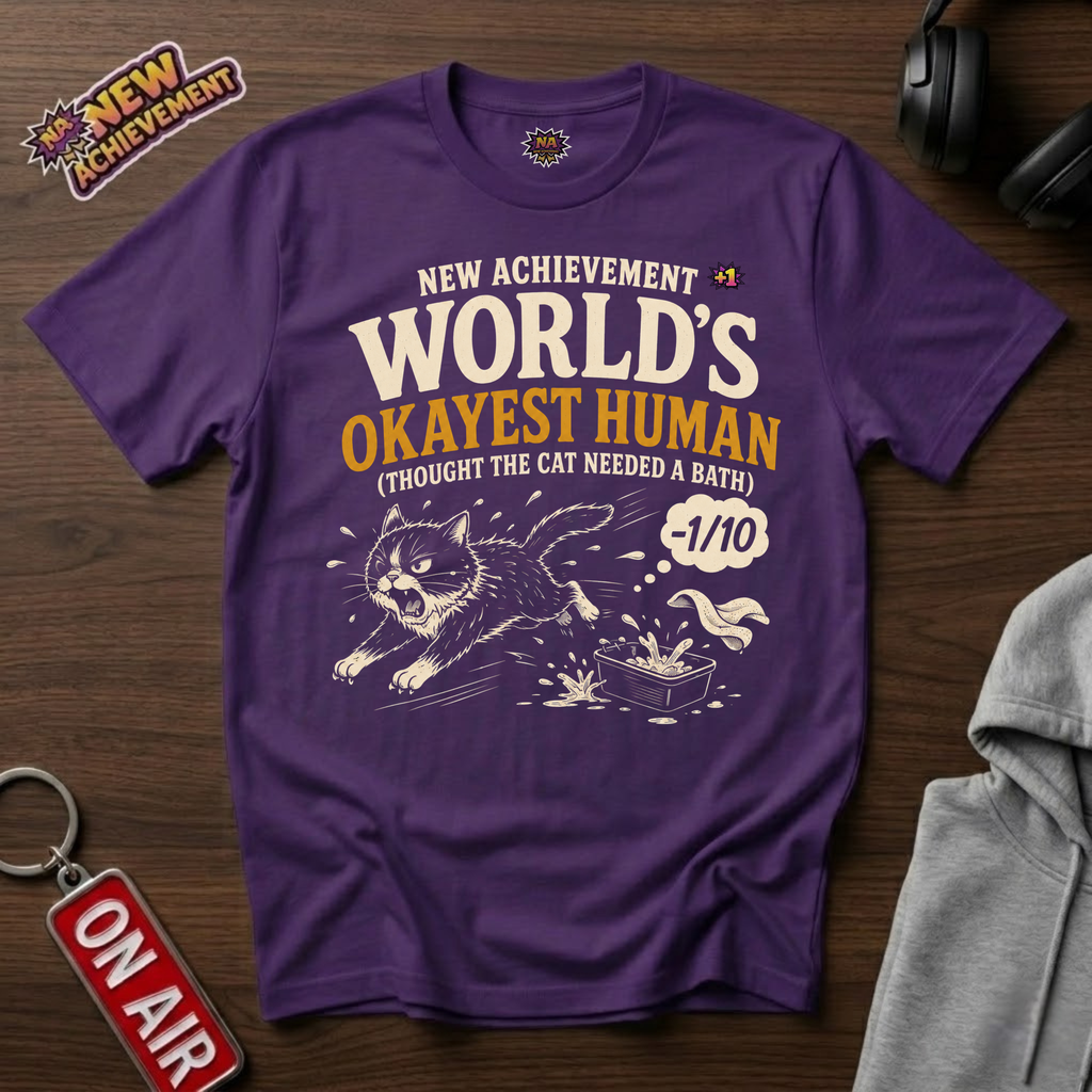 World's Okayest Human Cat Bath T-Shirt