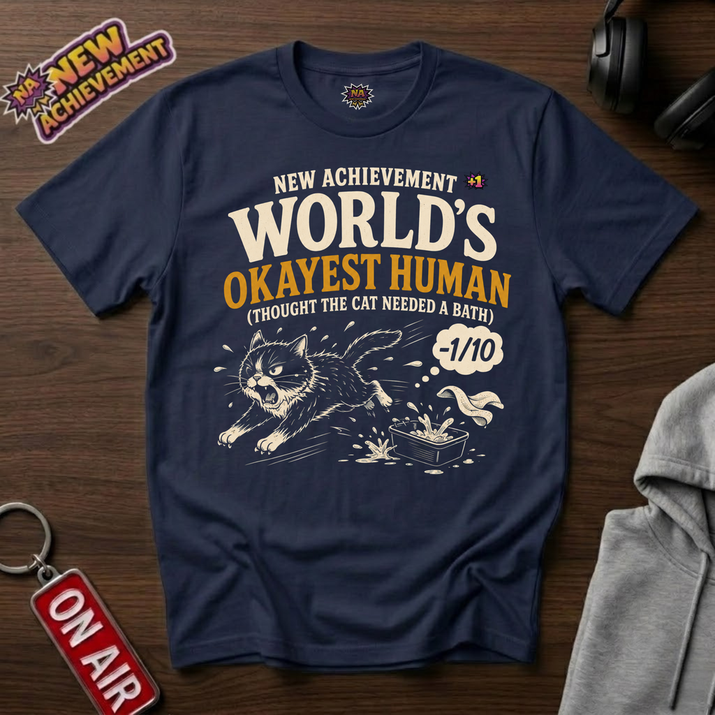 World's Okayest Human Cat Bath T-Shirt