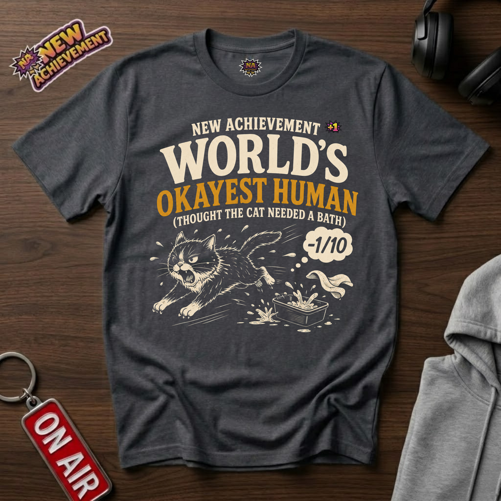 World's Okayest Human Cat Bath T-Shirt