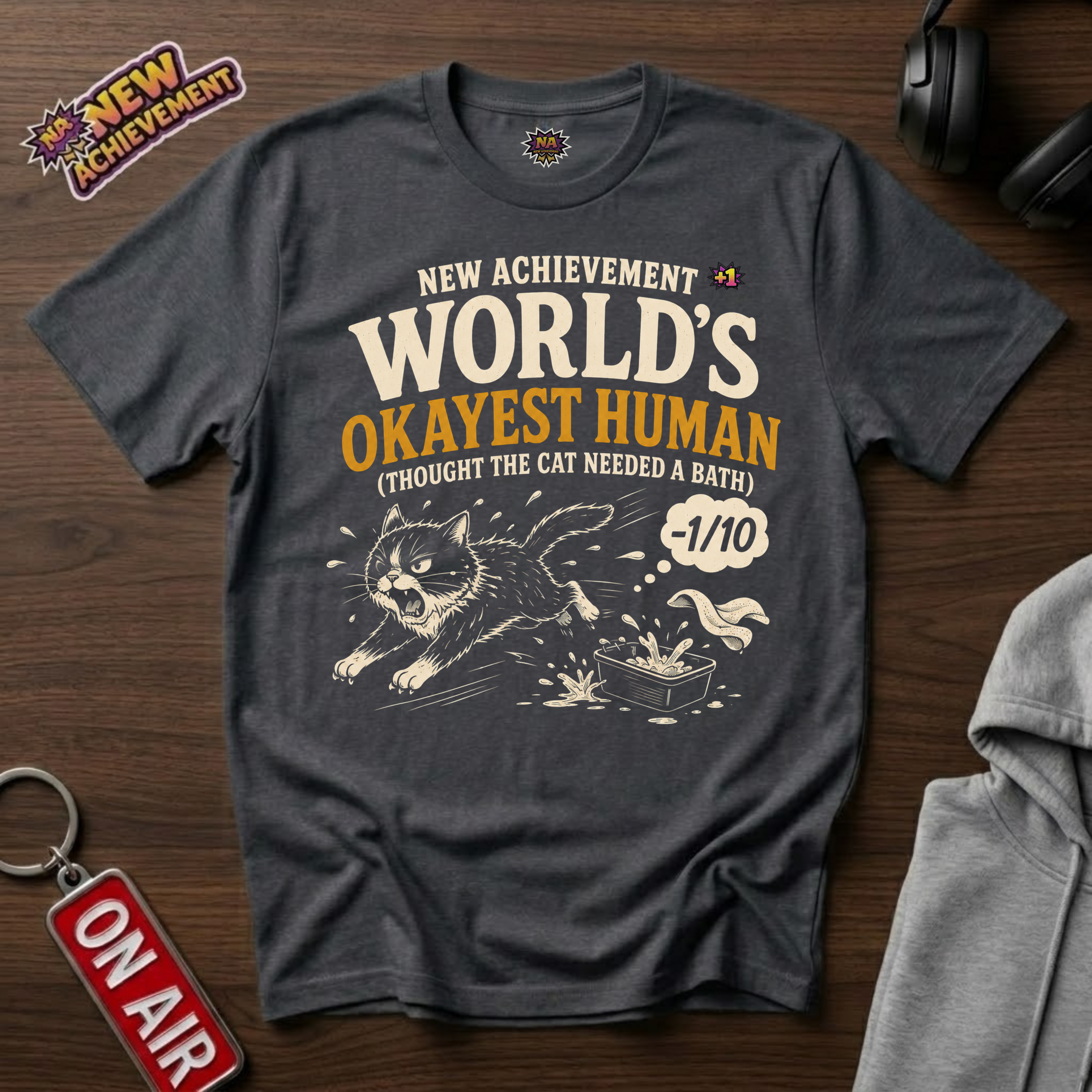 World's Okayest Human Cat Bath T-Shirt